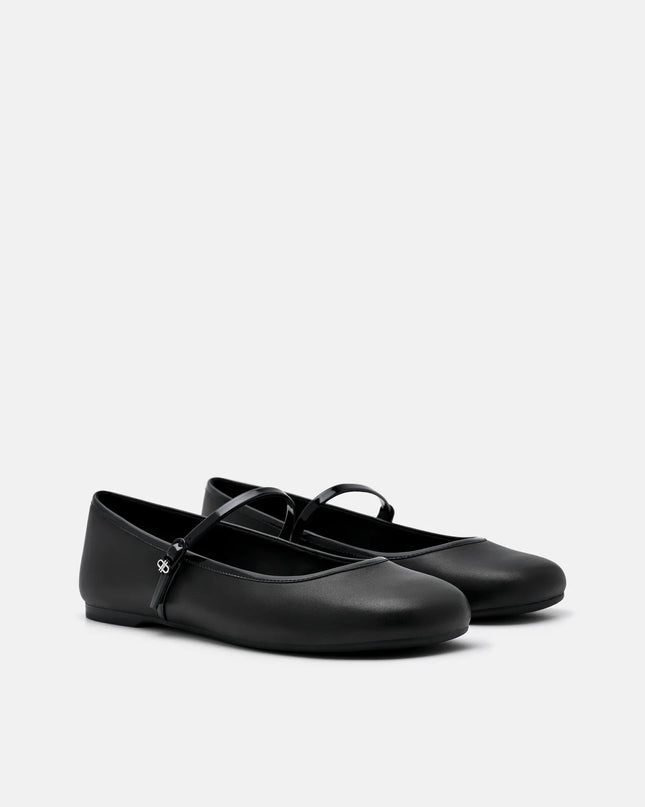 Claude Leather Mary Jane Flats - Black