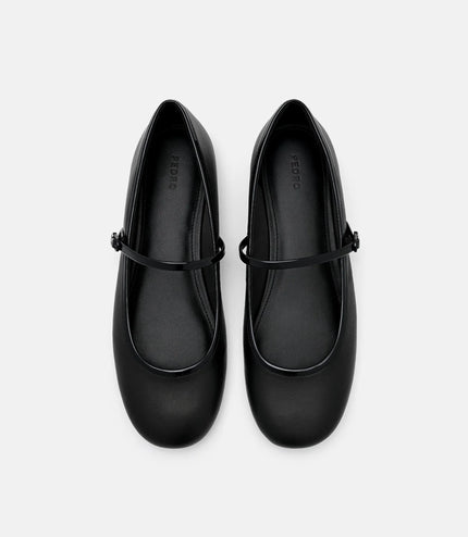 Claude Leather Mary Jane Flats - Black