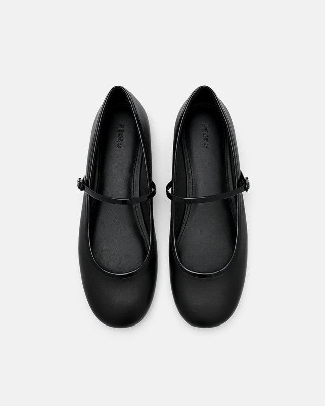 Claude Leather Mary Jane Flats - Black