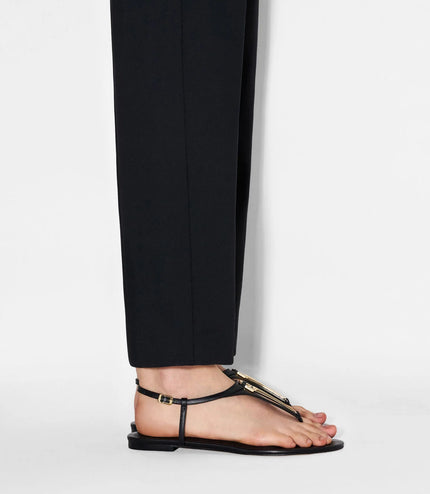 Leather T-Bar Sandals - Beige