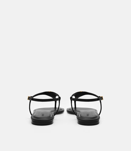 Leather T-Bar Sandals - Black