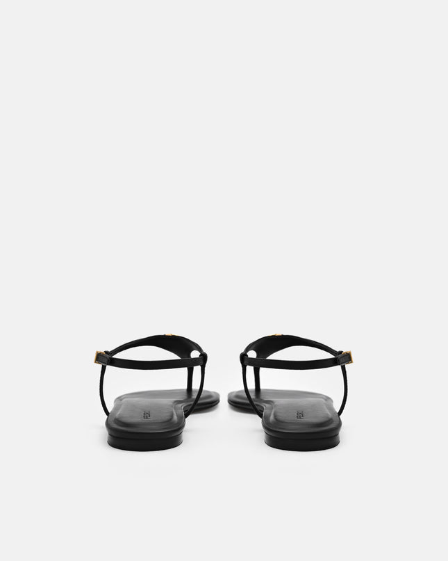 Leather T-Bar Sandals - Black