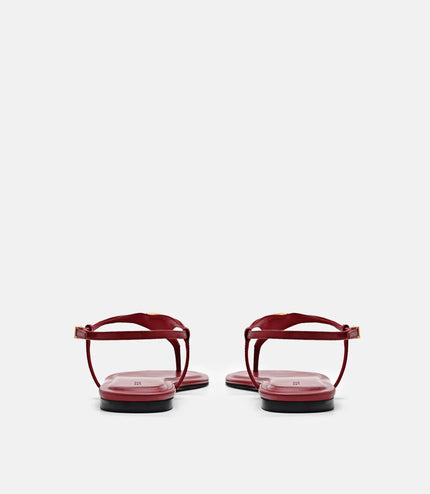 Leather T-Bar Sandals - Red