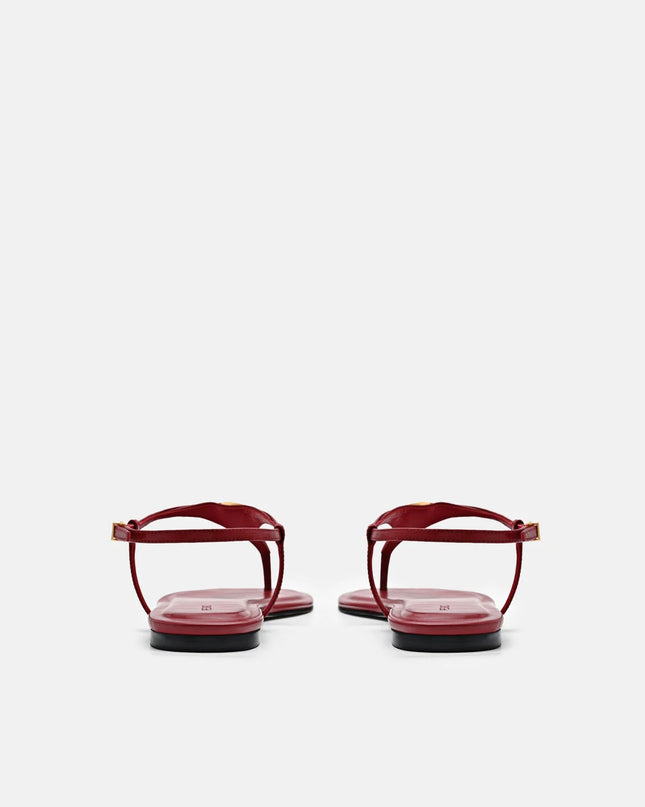 Leather T-Bar Sandals - Red