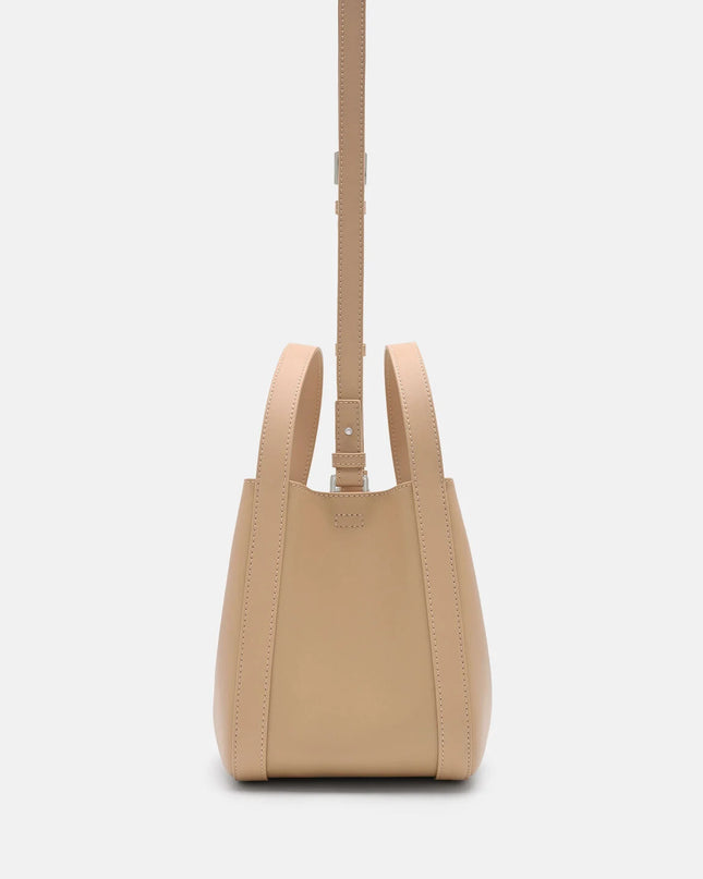 Dana Leather Bucket Bag - Nude