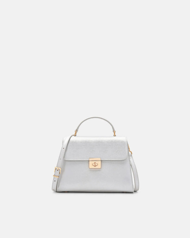 Leather Handbag - Silver