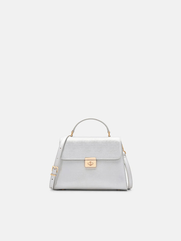Leather Handbag - Silver