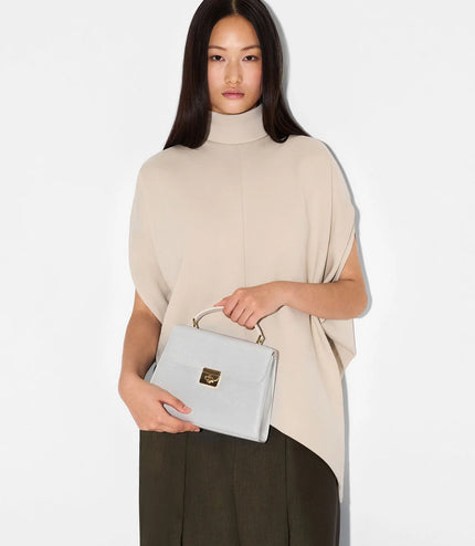 Leather Handbag - Silver
