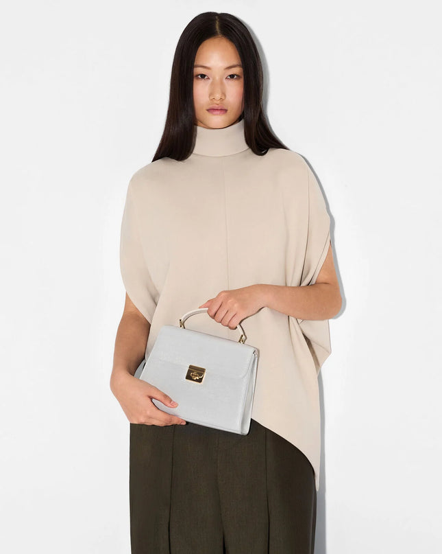 Leather Handbag - Silver