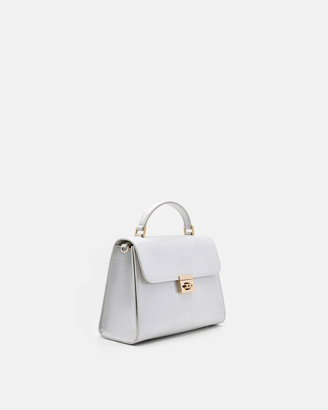 Leather Handbag - Silver