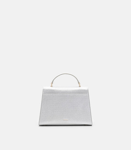 Leather Handbag - Silver