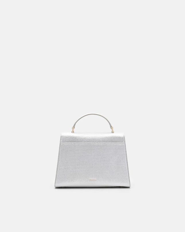 Leather Handbag - Silver