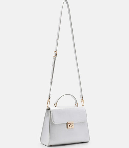 Leather Handbag - Silver