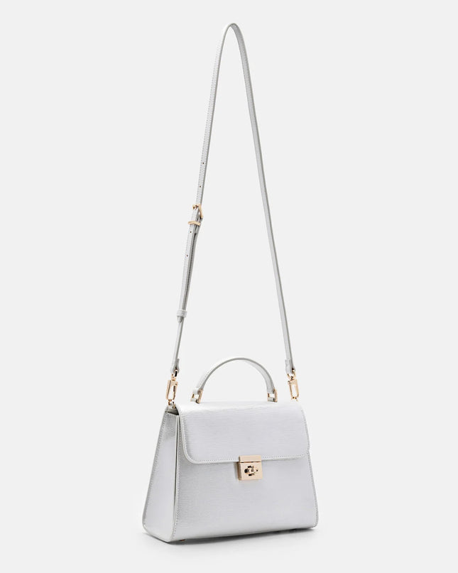 Leather Handbag - Silver