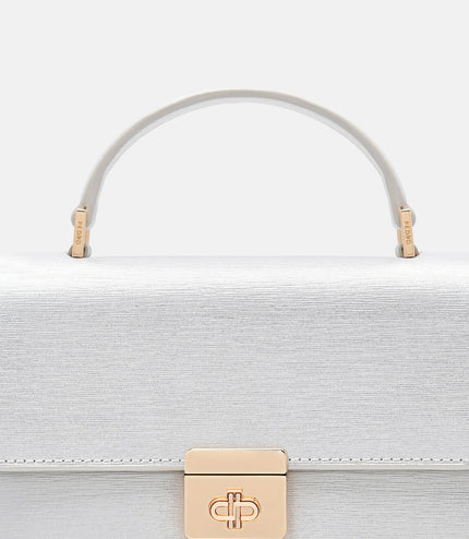 Leather Handbag - Silver