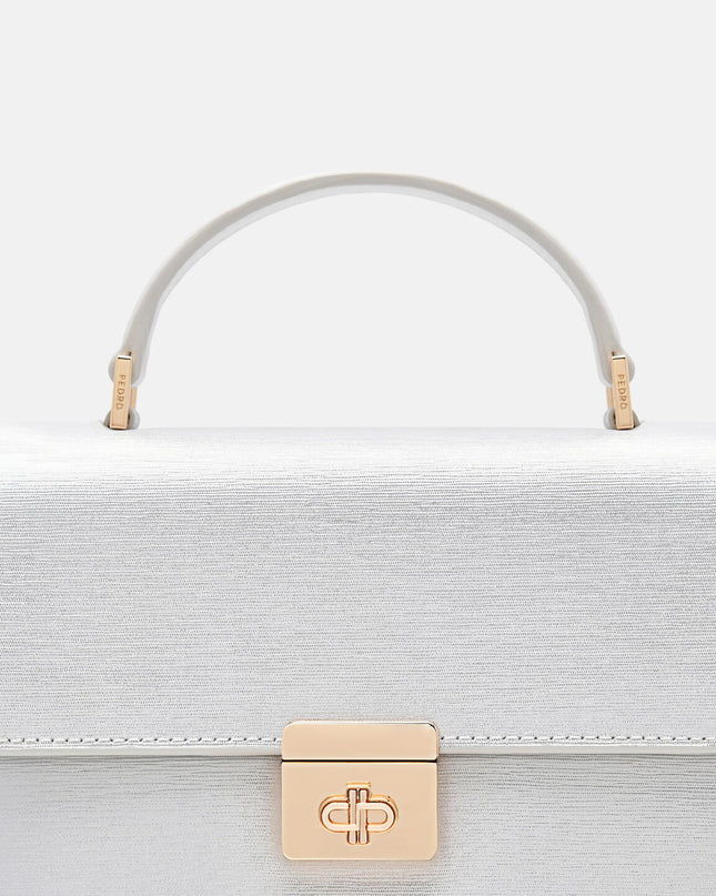 Leather Handbag - Silver