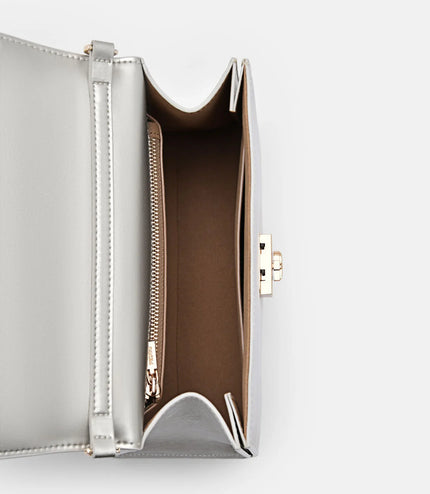 Leather Handbag - Silver