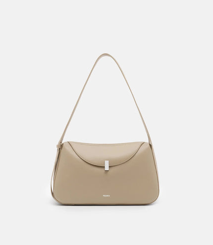 Leather Shoulder Bag - Light Taupe
