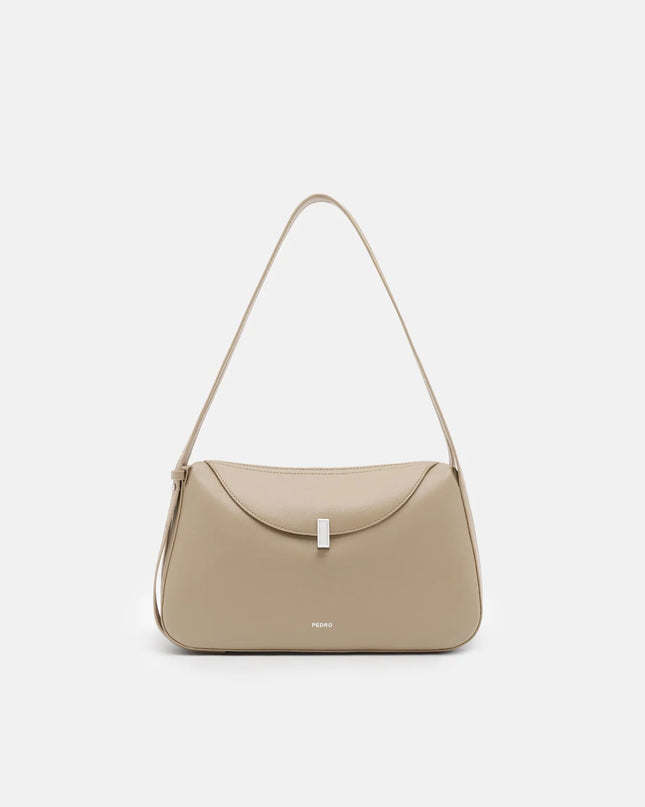 Leather Shoulder Bag - Light Taupe