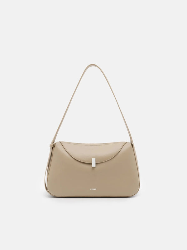 Leather Shoulder Bag - Light Taupe
