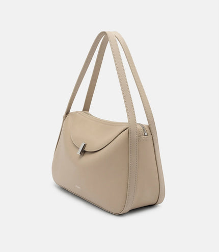 Leather Shoulder Bag - Light Taupe