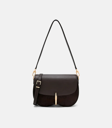 Mount Calf Hair Shoulder Bag - Dark Brown Pony