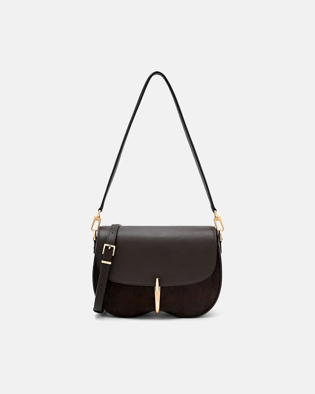 Mount Calf Hair Shoulder Bag - Dark Brown Pony
