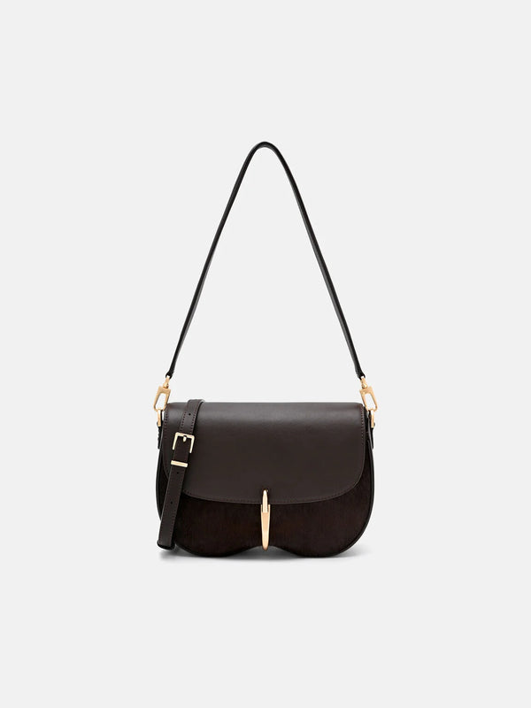 Mount Calf Hair Shoulder Bag - Dark Brown Pony