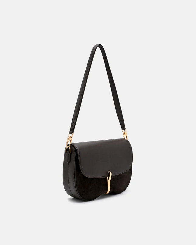 Mount Calf Hair Shoulder Bag - Dark Brown Pony
