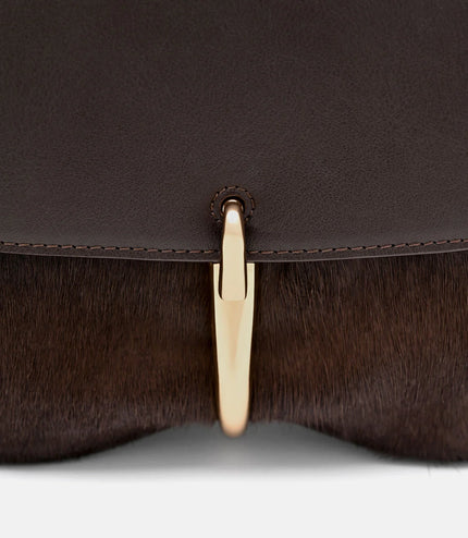 Mount Calf Hair Shoulder Bag - Dark Brown Pony