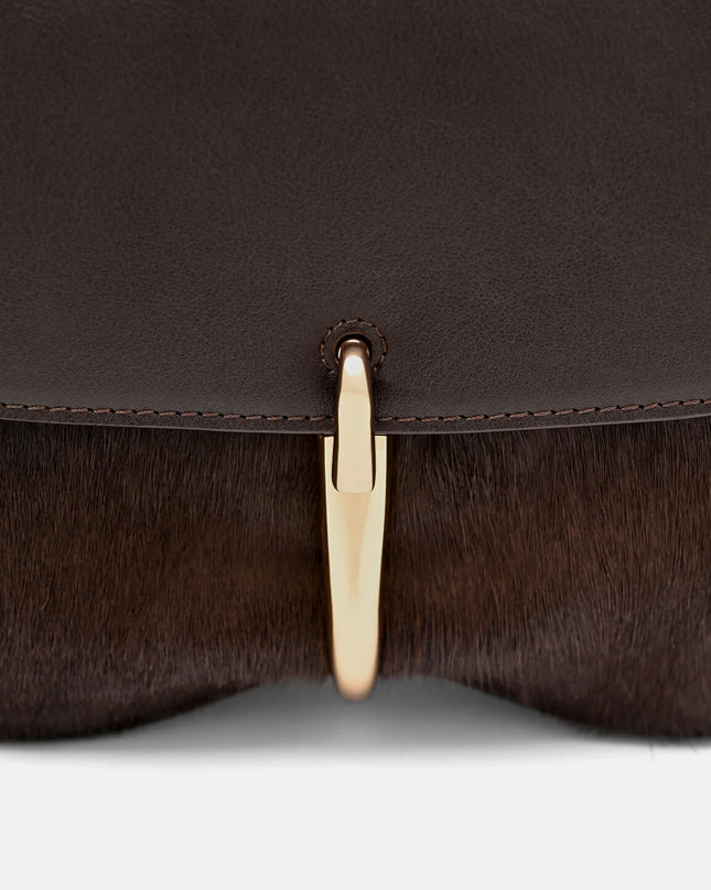 Mount Calf Hair Shoulder Bag - Dark Brown Pony