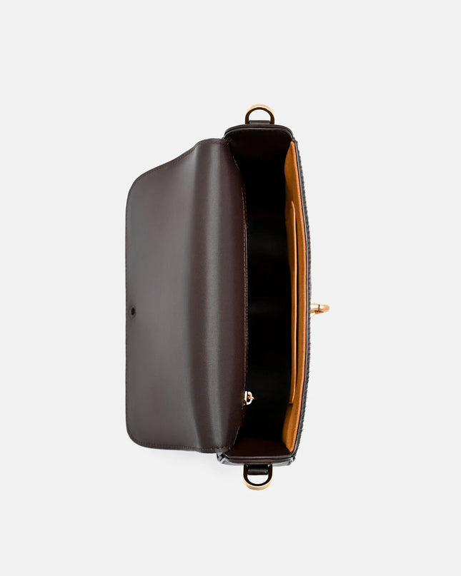 Mount Calf Hair Shoulder Bag - Dark Brown Pony