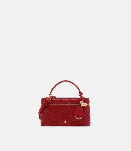 Ari Leather Quilted Shoulder Bag - Red