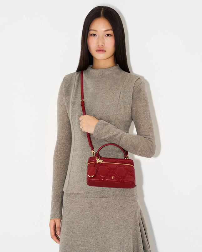 Ari Leather Quilted Shoulder Bag - Red
