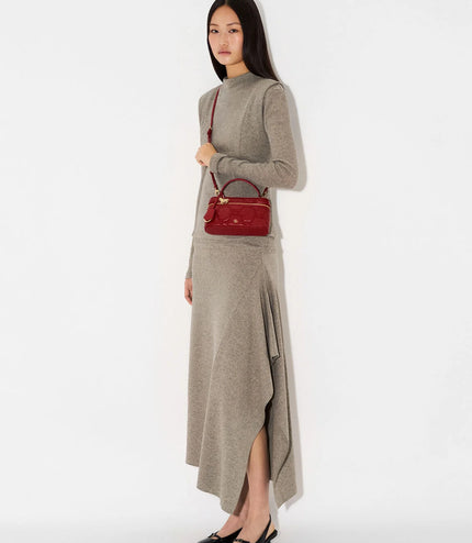 Ari Leather Quilted Shoulder Bag - Red
