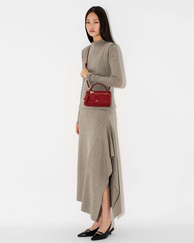 Ari Leather Quilted Shoulder Bag - Red