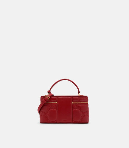 Ari Leather Quilted Shoulder Bag - Red