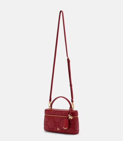 Ari Leather Quilted Shoulder Bag - Red