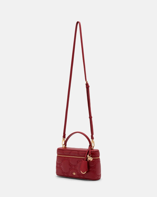 Ari Leather Quilted Shoulder Bag - Red