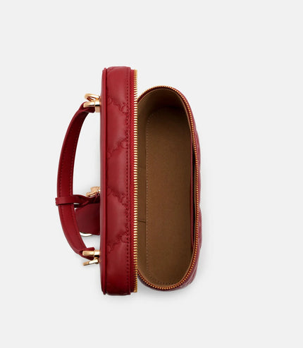 Ari Leather Quilted Shoulder Bag - Red