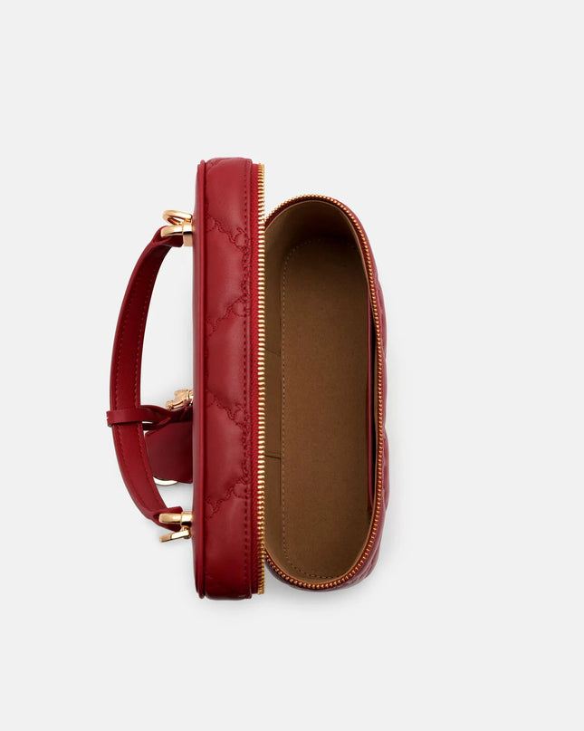 Ari Leather Quilted Shoulder Bag - Red