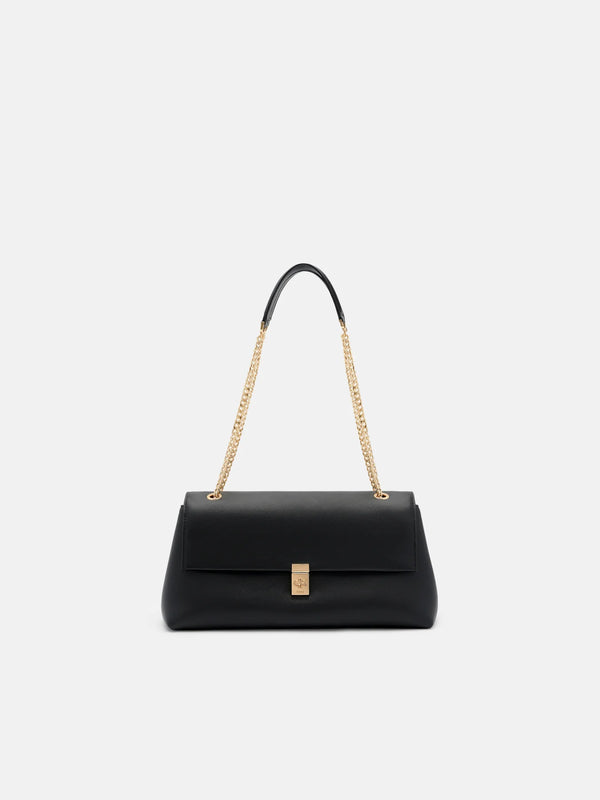 Leather Foldover Bag - Black