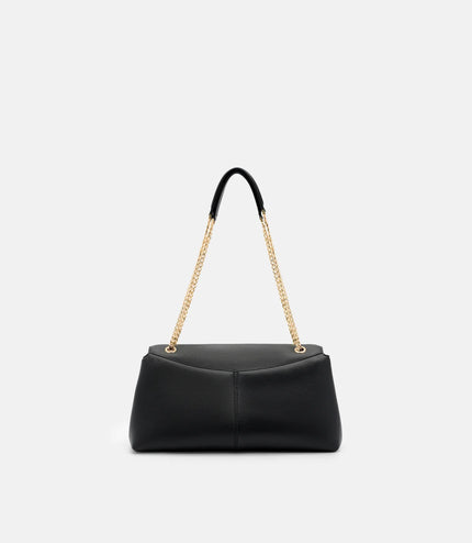 Leather Foldover Bag - Black