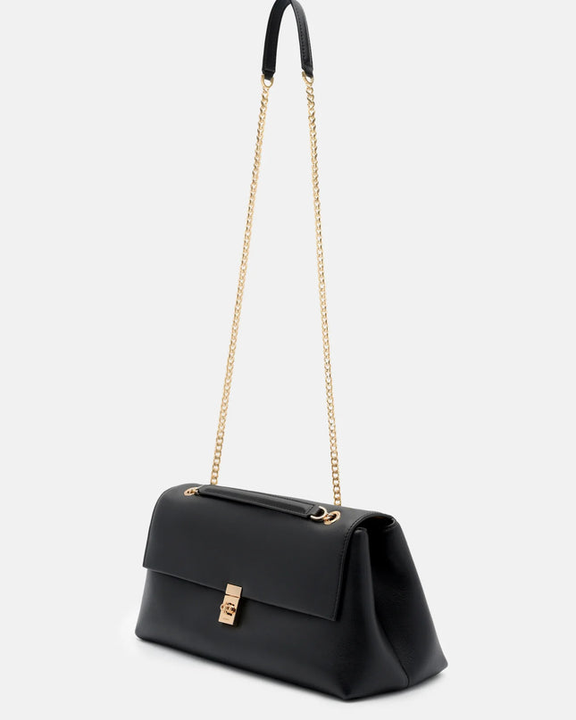 Leather Foldover Bag - Black
