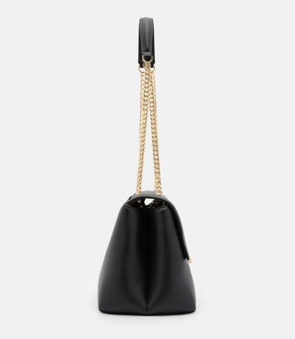 Leather Foldover Bag - Black