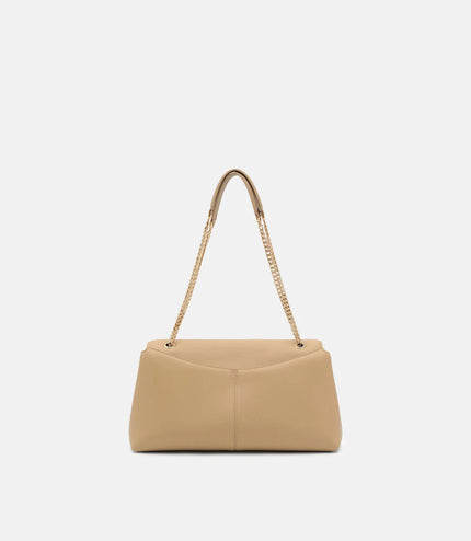 Leather Foldover Bag - Nude