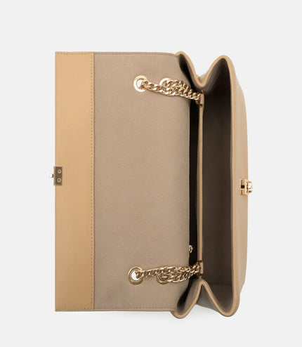 Leather Foldover Bag - Nude