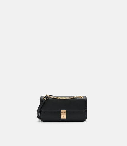 Farida Leather Mini Shoulder Bag - Black