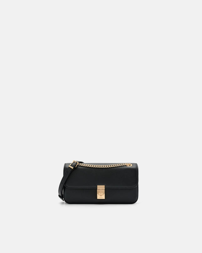 Farida Leather Mini Shoulder Bag - Black