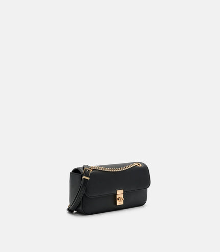Farida Leather Mini Shoulder Bag - Black